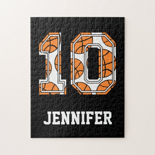 Personalisierter Basketball Nr. 10 Puzzle (Vertikal)