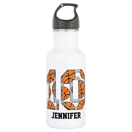 Personalisierter Basketball Nr. 10 Trinkflasche (Vorderseite)