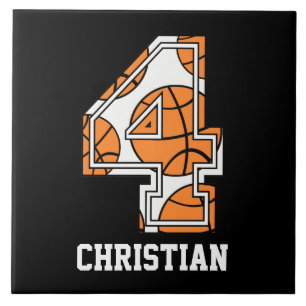 Personalisierter Basketball Nr. 4 Fliese