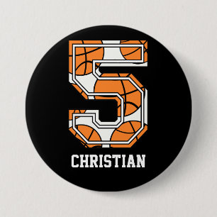 Personalisierter Basketball Nr. 5 Button