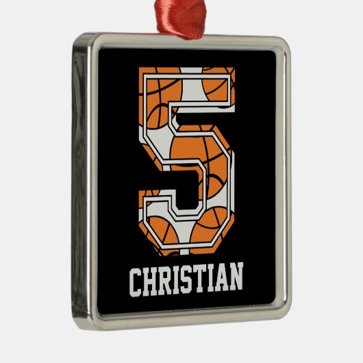 Personalisierter Basketball Nr. 5 Ornament Aus Metall (Rechts)