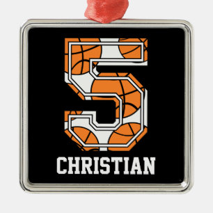 Personalisierter Basketball Nr. 5 Ornament Aus Metall