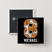 Personalisierter Basketball Nr. 8 Button (Vorne & Hinten)