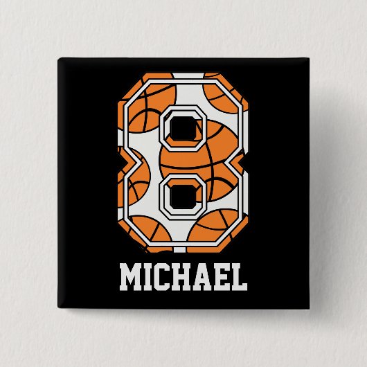 Personalisierter Basketball Nr. 8 Button (Vorderseite)