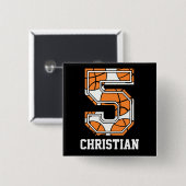 Personalisierter Basketball Nummer 5 Button (Vorne & Hinten)