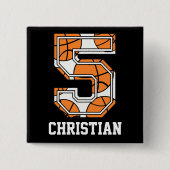 Personalisierter Basketball Nummer 5 Button (Vorderseite)