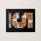 Personalisierter Basketball Nummer 5 Puzzle (Horizontal)