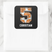 Personalisierter Basketball Nummer 5 Quadratischer Aufkleber (Tasche)
