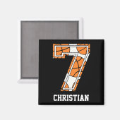 Personalisierter Basketball Nummer 7 Magnet (Vorderseite/Rückseite)
