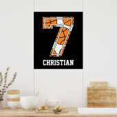 Personalisierter Basketball Nummer 7 Poster (Küche)