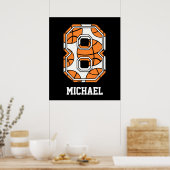 Personalisierter Basketball Nummer 8 Poster (Küche)