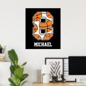 Personalisierter Basketball Nummer 8 Poster (Heimbüro)