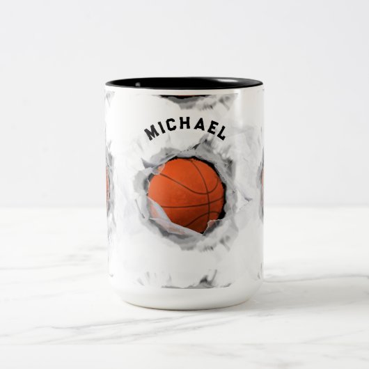 Personalisierter Basketball-Sammelbegriff Zweifarbige Tasse (Mittel)