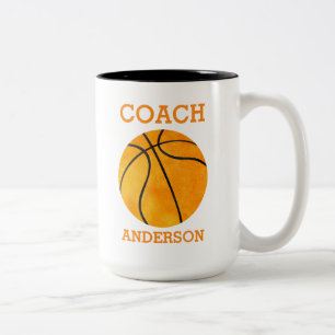 Personalisierter Basketball-Trainer Orange Retro Zweifarbige Tasse