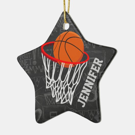 Personalisierter Basketball und Hoop Keramik Ornament (Links)