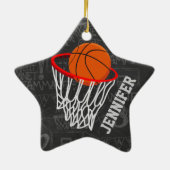 Personalisierter Basketball und Hoop Keramik Ornament (Hinten)