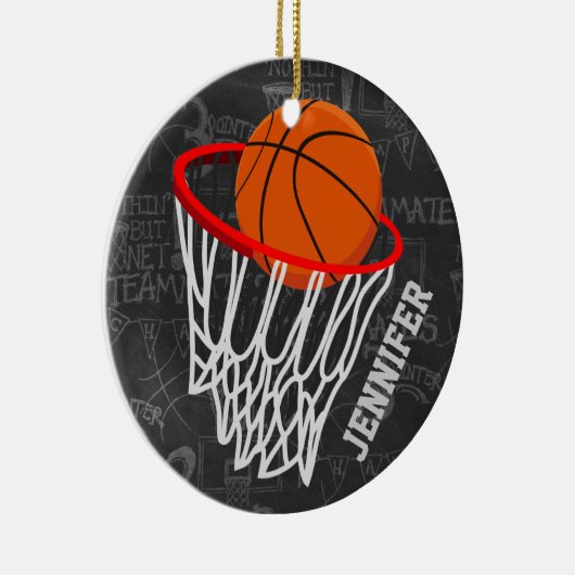 Personalisierter Basketball und Hoop Keramikornament (Rechts)