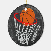 Personalisierter Basketball und Hoop Keramikornament (Links)