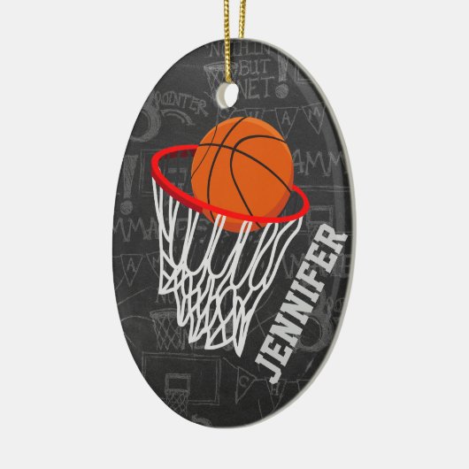 Personalisierter Basketball und Hoop Keramikornament (Links)