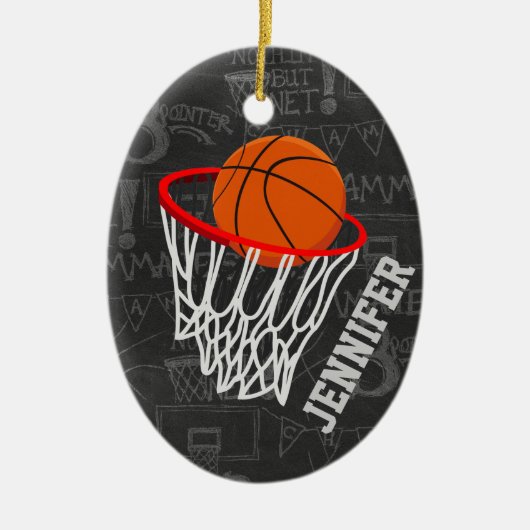 Personalisierter Basketball und Hoop Keramikornament (Vorne)
