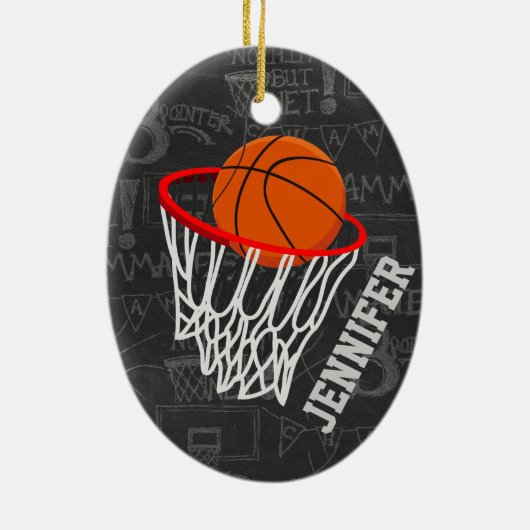 Personalisierter Basketball und Hoop Keramikornament (Hinten)