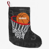 Personalisierter Basketball und Hoop Kleiner Weihnachtsstrumpf (Vorderseite)