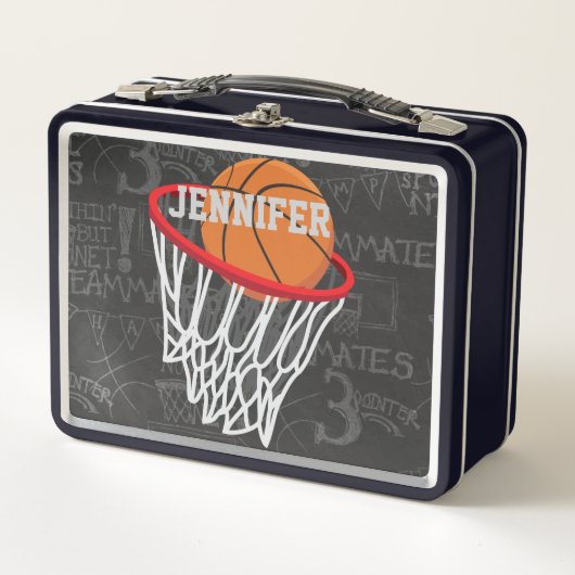 Personalisierter Basketball und Hoop Metall Brotdose (Vorderseite)