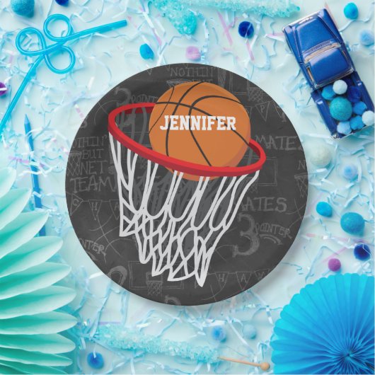 Personalisierter Basketball und Hoop Pappteller (Party)