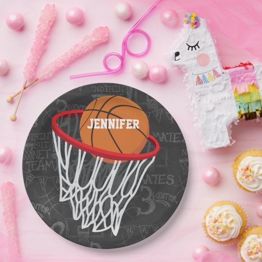 Personalisierter Basketball und Hoop Pappteller (Party)