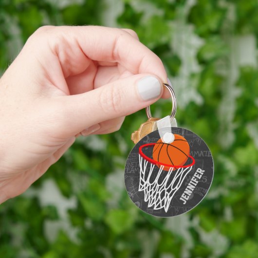 Personalisierter Basketball und Hoop Schlüsselanhänger (Hand)