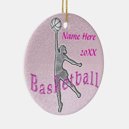 Personalisierter Basketball verziert JAHR und Keramikornament (Rechts)