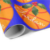 Personalisierter Basketball - Weihnachtsfest Geschenkpapier (Rolleneckpunkt)