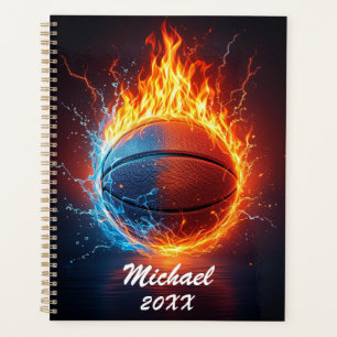 Personalisierter Basketballball auf Feuer und Wass Planer