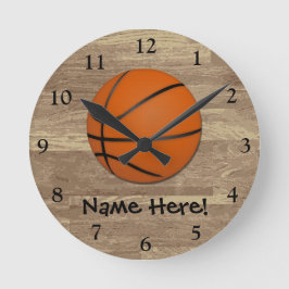 Personalisierter Basketballboden Runde Wanduhr