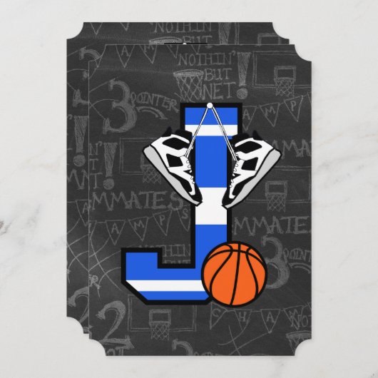 Personalisierter Basketballbrief J Einladung (Vorne/Hinten)
