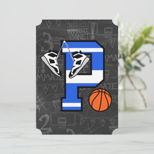 Personalisierter Basketballbrief P Einladung (Stehend Vorderseite)