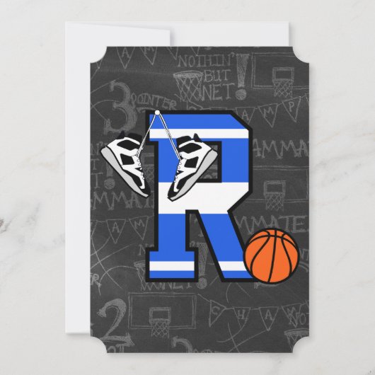 Personalisierter Basketballbuchstabe R Einladung (Vorderseite)