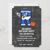 Personalisierter Basketballbuchstabe R Einladung (Rückseite)