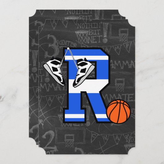Personalisierter Basketballbuchstabe R Einladung (Vorne/Hinten)