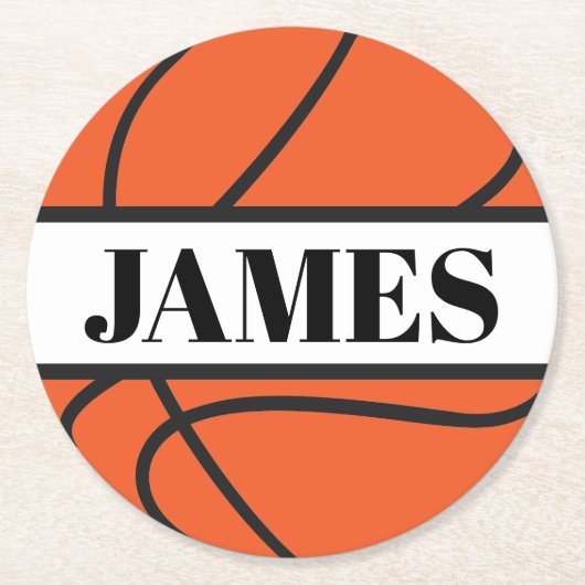 Personalisierter Basketballpapier-Untersetzer Runder Pappuntersetzer (Vorderseite)