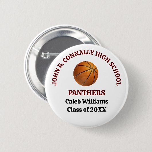 Personalisierter Basketballspieler der Maroon High Button (Vorne & Hinten)