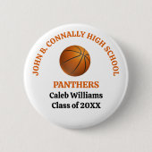 Personalisierter Basketballspieler der Orange High Button (Vorderseite)
