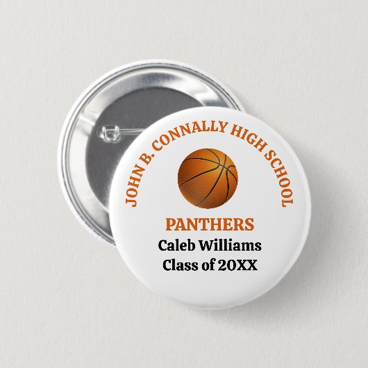 Personalisierter Basketballspieler der Orange High Button (Vorne & Hinten)