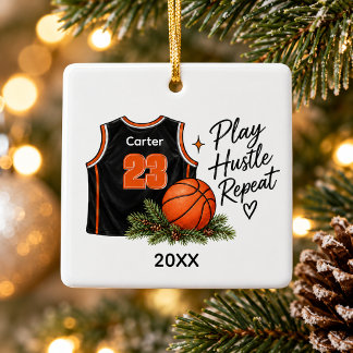Personalisierter Basketballspieler Name Nummer Keramikornament