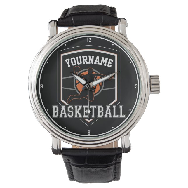 Personalisierter Basketballspieler NAME Slam Dunk  Armbanduhr (Vorderseite)