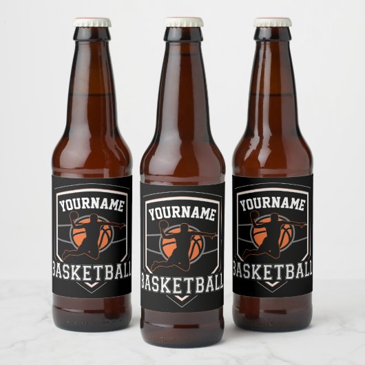 Personalisierter Basketballspieler NAME Slam Dunk Bierflaschenetikett (Flaschen)