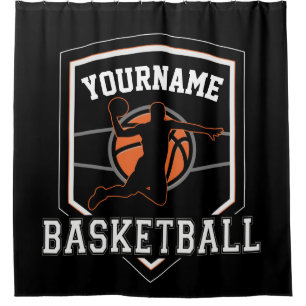 Personalisierter Basketballspieler NAME Slam Dunk Duschvorhang