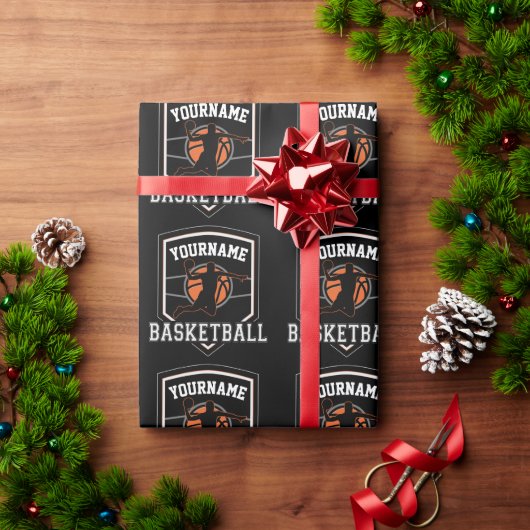 Personalisierter Basketballspieler NAME Slam Dunk Geschenkpapier (Feiertagsgeschenk)