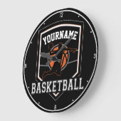 Personalisierter Basketballspieler NAME Slam Dunk  Große Wanduhr (Winkel)