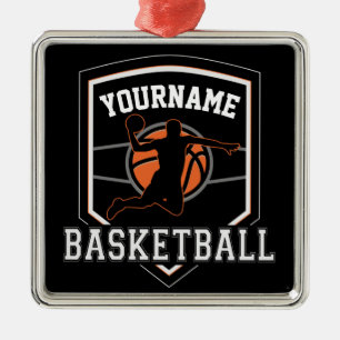 Personalisierter Basketballspieler NAME Slam Dunk  Ornament Aus Metall